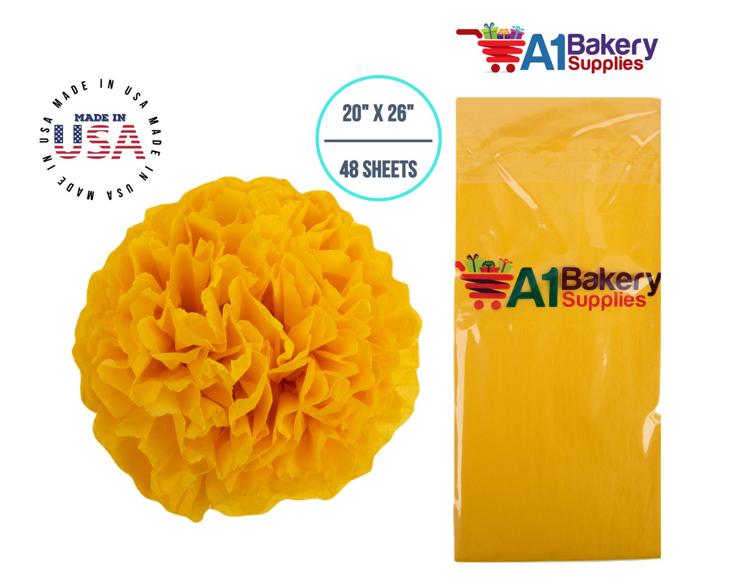 Dandelion Tissue Paper Squares, Bulk 48 Sheets, Premium Gift Wrap and Art Supplies for Birthdays, Holidays, or Presents by A1BakerySupplies, Medium 20 Inch x 26 Inch