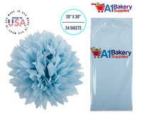 Light Blue Tissue Paper Squares, Bulk 24 Sheets, Premium Gift Wrap and Art Supplies for Birthdays, Holidays, or Presents by A1BakerySupplies, Small 20 Inch x 30 Inch