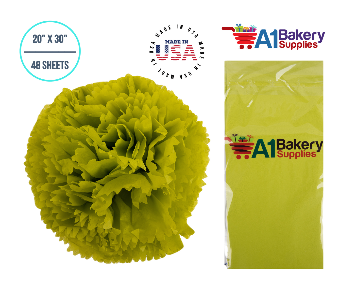 Citrus green Color Tissue Paper 20 Inch x 30 Inch - 48 Sheets