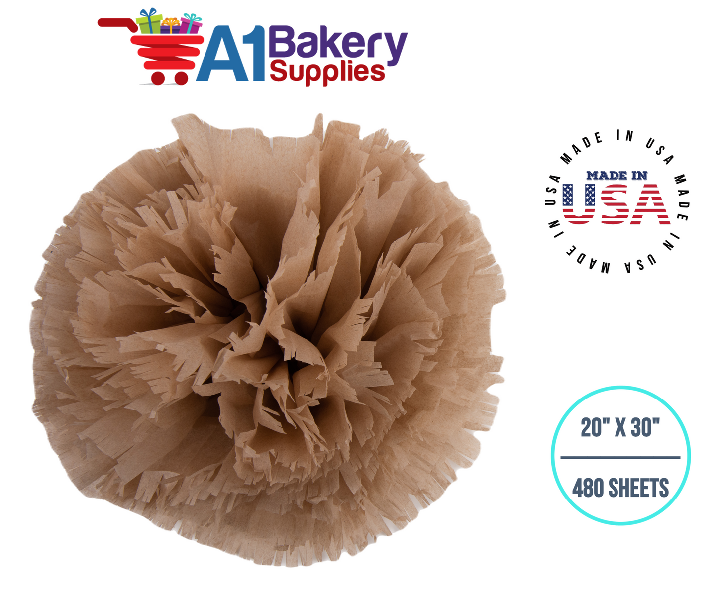 Solid Craft Tissue Paper Squares, Bulk 480 Sheets, Premium Gift Wrap and Art Supplies for Birthdays, Holidays, or Presents by A1BakerySupplies, Large 20 Inch x 30 Inch