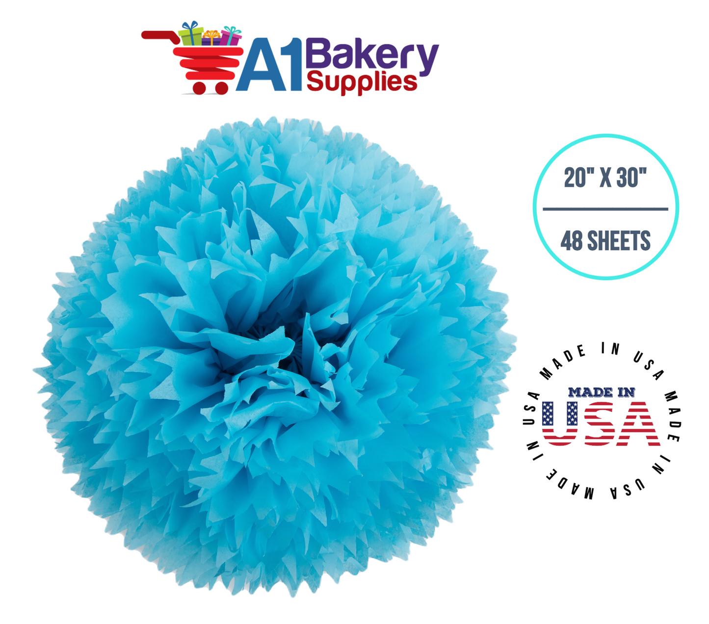 Oxford Blue Tissue Paper Squares, Bulk 48 Sheets, Premium Gift Wrap and Art Supplies for Birthdays, Holidays, or Presents by A1BakerySupplies, Medium 20 Inch x 30 Inch