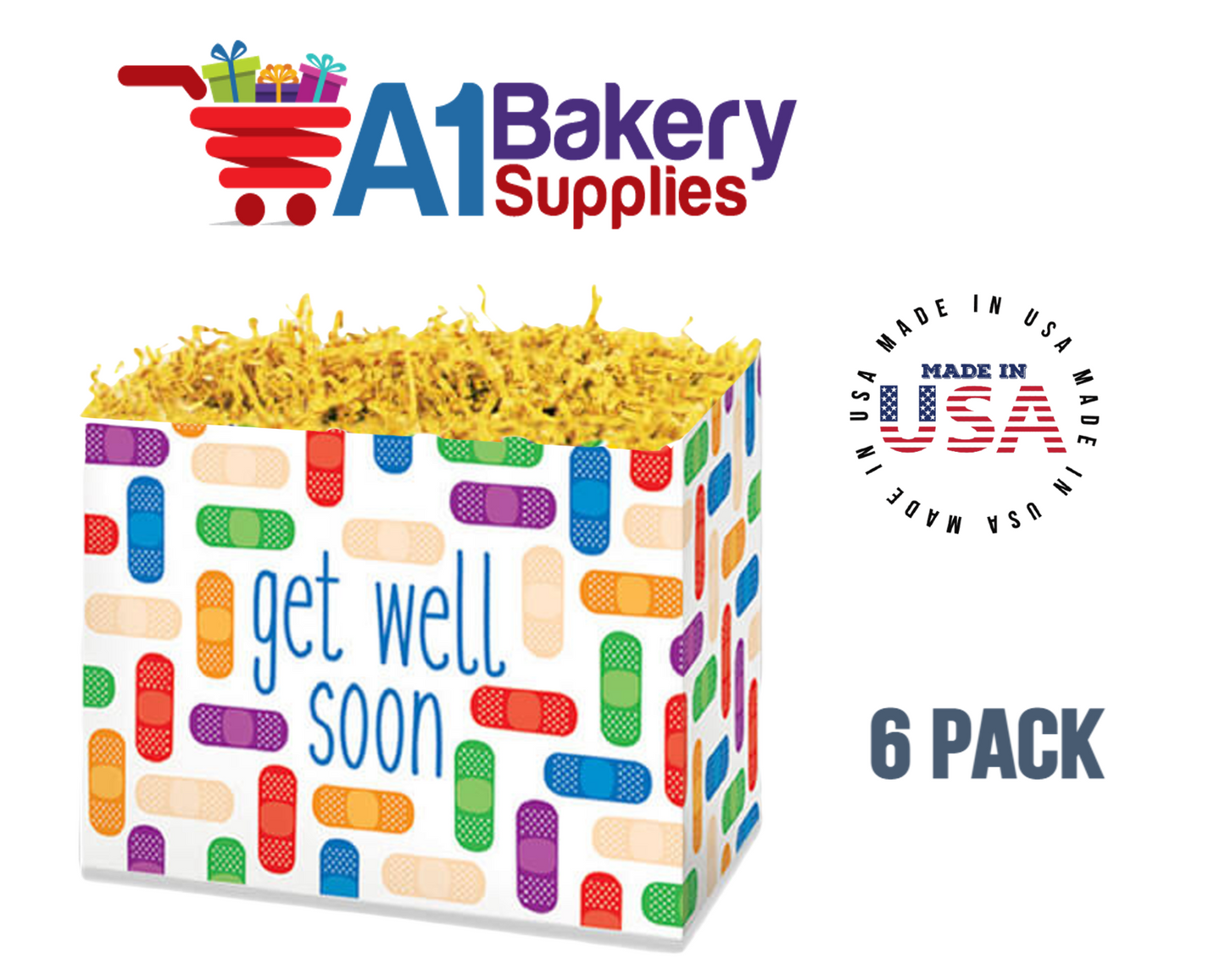 Get Well Soon Basket Box, Theme Gift Box, Small 6.75 (Length) x 4 (Width) x 5 (Height), 6 Pack
