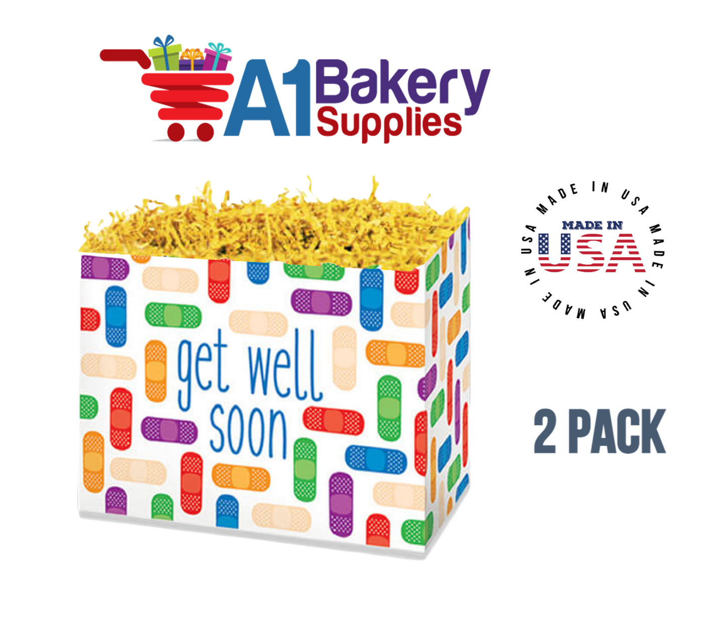 Get Well Soon Basket Box ,Theme Gift Box, Small 6.75 (Length) x 4 (Width) x 5 (Height), 2 Pack