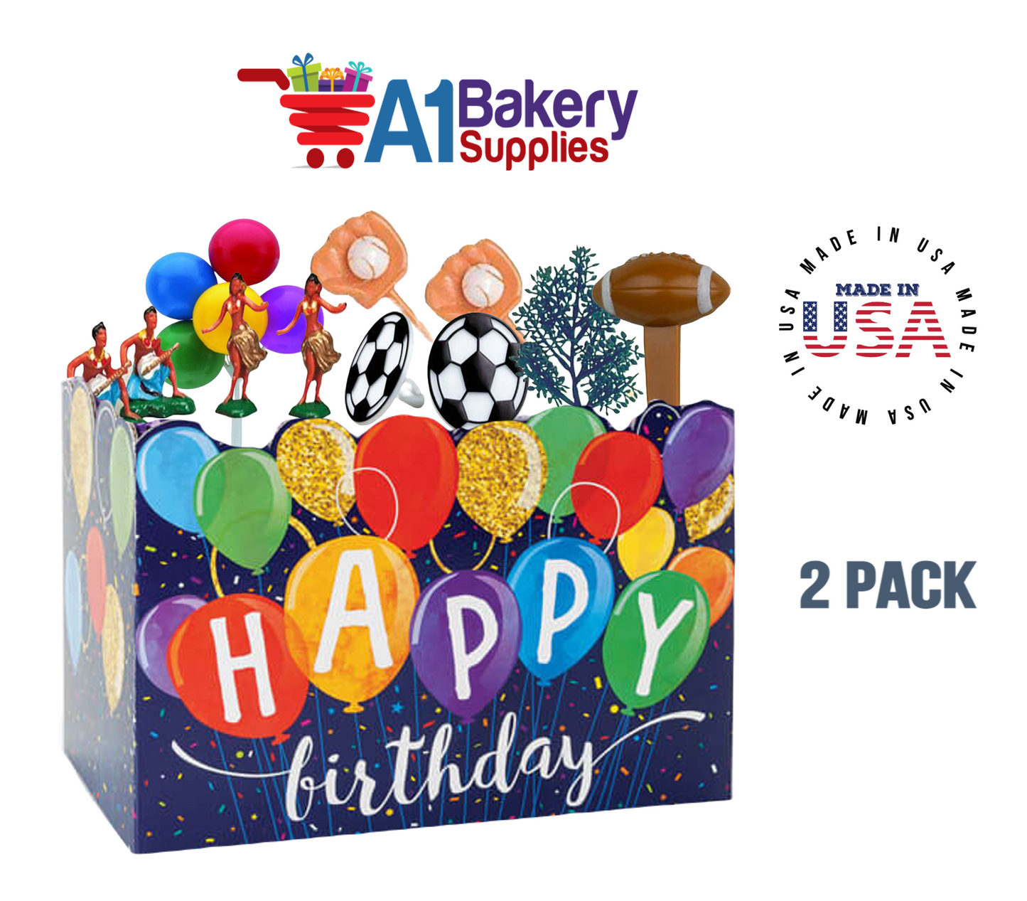 Happy Birthday Balloons Basket Box, Theme Gift Box, Small 6.75 (Length) x 4 (Width) x 5 (Height), 2 Pack