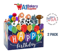 Happy Birthday Balloons Basket Box, Theme Gift Box, Large 10.25 (Length) x 6 (Width) x 7.5 (Height), 2 Pack