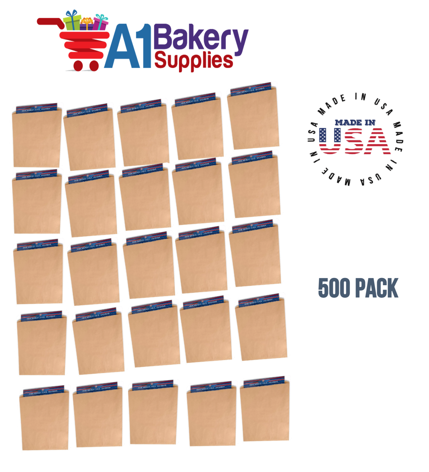 Kraft Flat Merchandise Bags, Medium, 500 Pack - 14-3/4"x18"