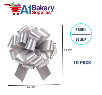 A1BakerySupplies 10 Pieces Pull Bow for Gift Wrapping Gift Bows Pull Bow With Ribbon for Wedding Gift Baskets, 5.5 Inch 20 Loop in Mixed Color