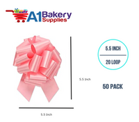 A1BakerySupplies 50 Pieces Pull Bow for Gift Wrapping Gift Bows Pull Bow With Ribbon for Wedding Gift Baskets, 5.5 Inch 20 Loop in Light Pink Color