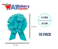 A1BakerySupplies 10 Pieces Pull Bow for Gift Wrapping Gift Bows Pull Bow With Ribbon for Wedding Gift Baskets, 5.5 Inch 20 Loop in Turquoise Color