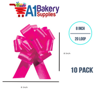 A1BakerySupplies 10 Pieces Pull Bow for Gift Wrapping Gift Bows Pull Bow With Ribbon for Wedding Gift Baskets, 8 Inch 20 Loop in Pink Beauty Flora Satin Color
