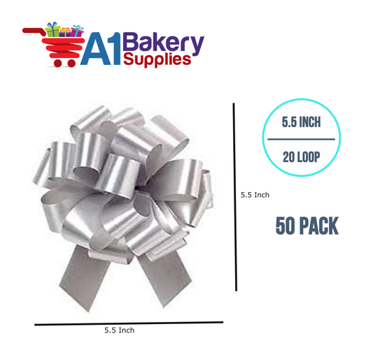 A1BakerySupplies 50 Pieces Pull Bow for Gift Wrapping Gift Bows Pull Bow With Ribbon for Wedding Gift Baskets, 5.5 Inch 20 Loop in Mixed Color