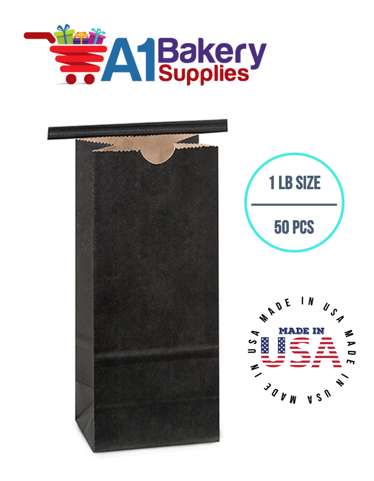 1 LB Black Square Window Tin Tie Bags 50 PCS  Black  Bakery Bags with Square Window Resealable Tin Tie Tab Lock Poly-Lined Bags Black Paper Bags for Cookies, Coffee