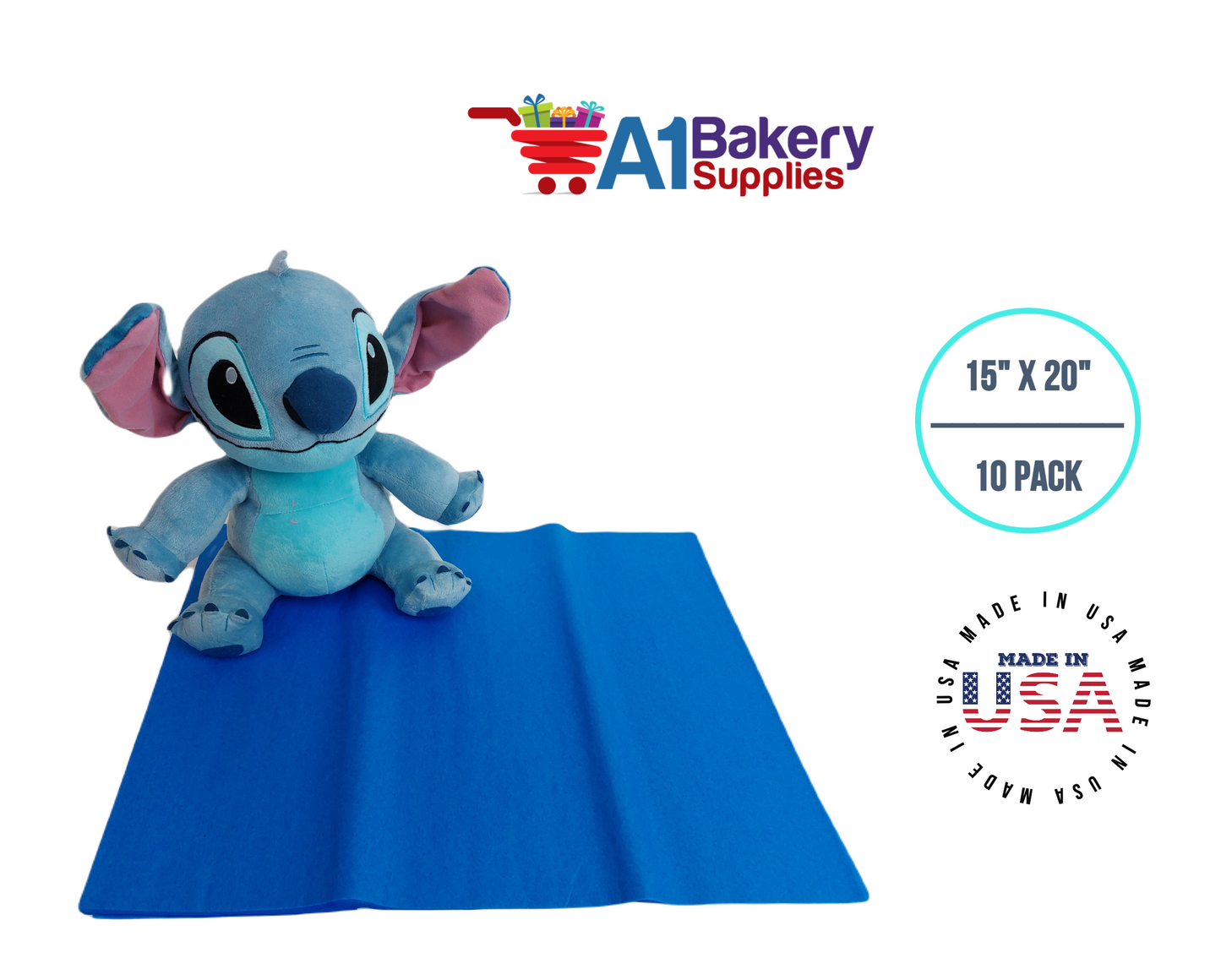 Sapphire Blue Tissue Paper Squares, Bulk 10 Sheets, Premium Gift Wrap and Art Supplies for Birthdays, Holidays, or Presents by A1BakerySupplies, Large 15 Inch x 20 Inch