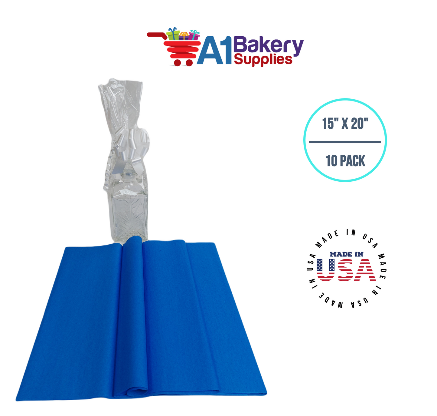 Sapphire Blue Bulk Tissue Paper 15 Inch x 20 Inch - 10 Sheets premium Tissue Paper