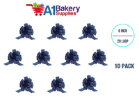 A1BakerySupplies 10 Pieces Pull Bow for Gift Wrapping Gift Bows Pull Bow With Ribbon for Wedding Gift Baskets, 8 Inch 20 Loop Navy Blue Flora Satin Color