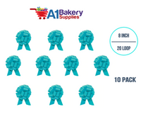 A1BakerySupplies 10 Pieces Pull Bow for Gift Wrapping Gift Bows Pull Bow With Ribbon for Wedding Gift Baskets, 8 Inch 20 Loop Turquoise Flora Satin Color
