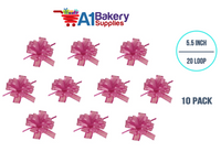 A1BakerySupplies 10 Pieces Pull Bow for Gift Wrapping Gift Bows Pull Bow With Ribbon for Wedding Gift Baskets, 5.5 Inch 20 Loop in Hot Pink Color