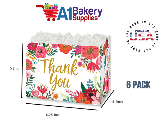 Thank You Flowers Basket Box, Theme Gift Box, Small 6.75 (Length) x 4 (Width) x 5 (Height), 6 Pack