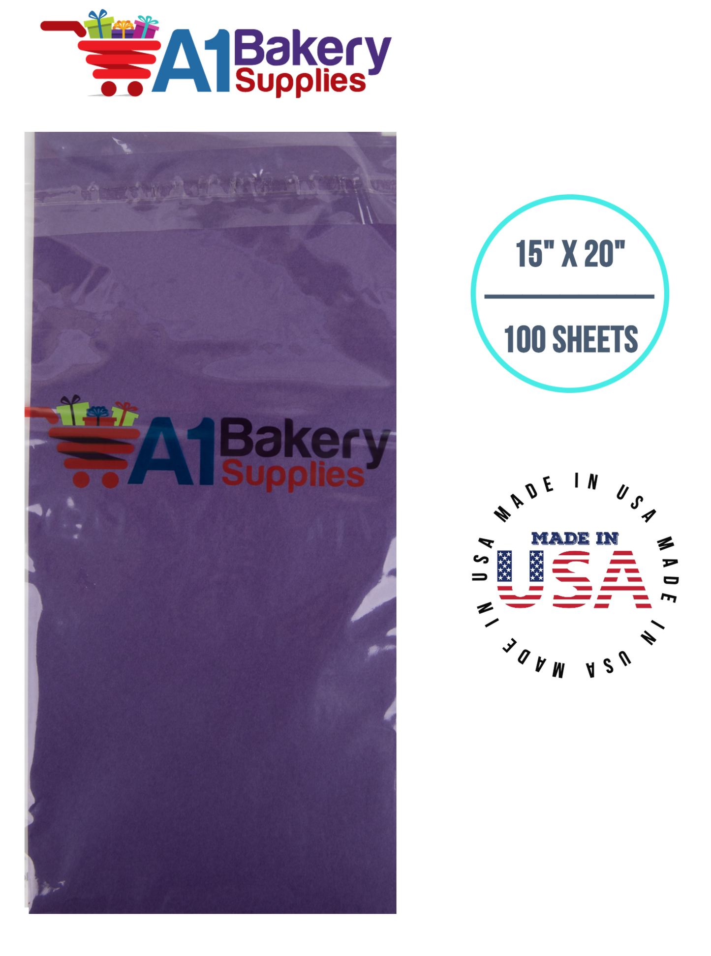 Lavender Tissue Paper Squares, Bulk 100 Sheets, Premium Gift Wrap and Art Supplies for Birthdays, Holidays, or Presents by A1BakerySupplies, Medium 15 Inch x 20 Inch