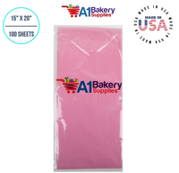 Pink Tissue Paper Squares, Bulk 100 Sheets, Premium Gift Wrap and Art Supplies for Birthdays, Holidays, or Presents by A1BakerySupplies, Medium 15 Inch x 20 Inch