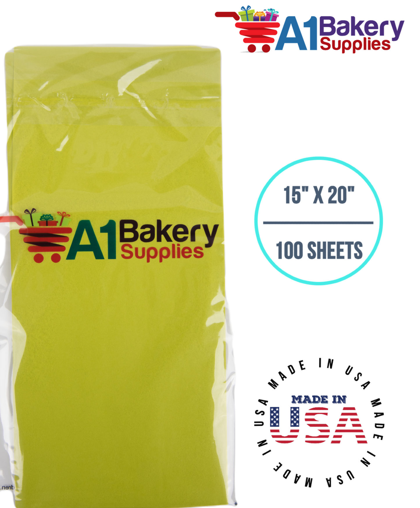 Citrus green Tissue Paper 15 Inch x 20 Inch - 100 Sheets