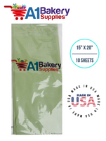 Sage Tissue Paper Squares, Bulk 10 Sheets, Premium Gift Wrap and Art Supplies for Birthdays, Holidays, or Presents by A1BakerySupplies, Small 15 Inch x 20 Inch