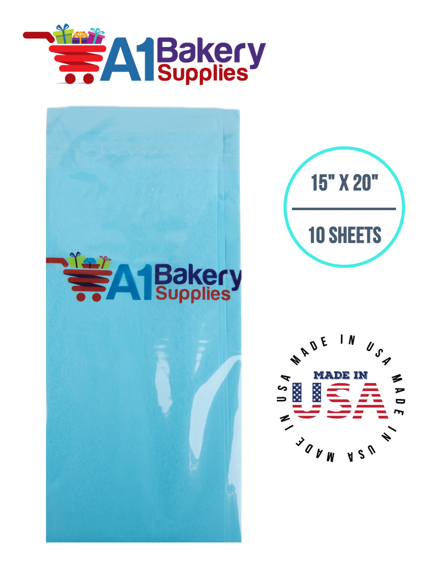 Oxford Blue Tissue Paper Squares, Bulk 10 Sheets, Premium Gift Wrap and Art Supplies for Birthdays, Holidays, or Presents by A1BakerySupplies, Small 15 Inch x 20 Inch
