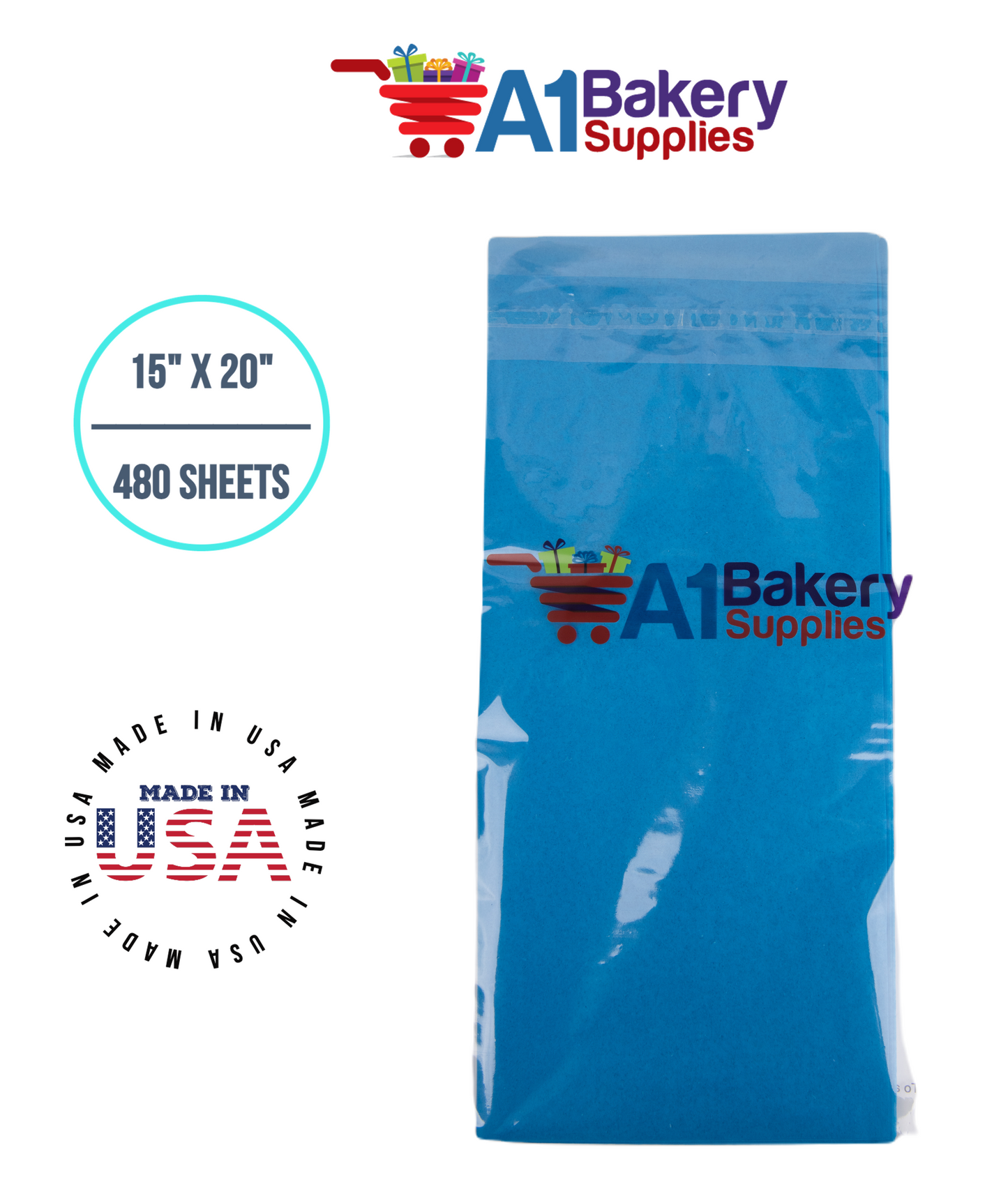 Brilliant Blue Color Tissue Paper 15 Inch x 20 Inch - 480 Sheets