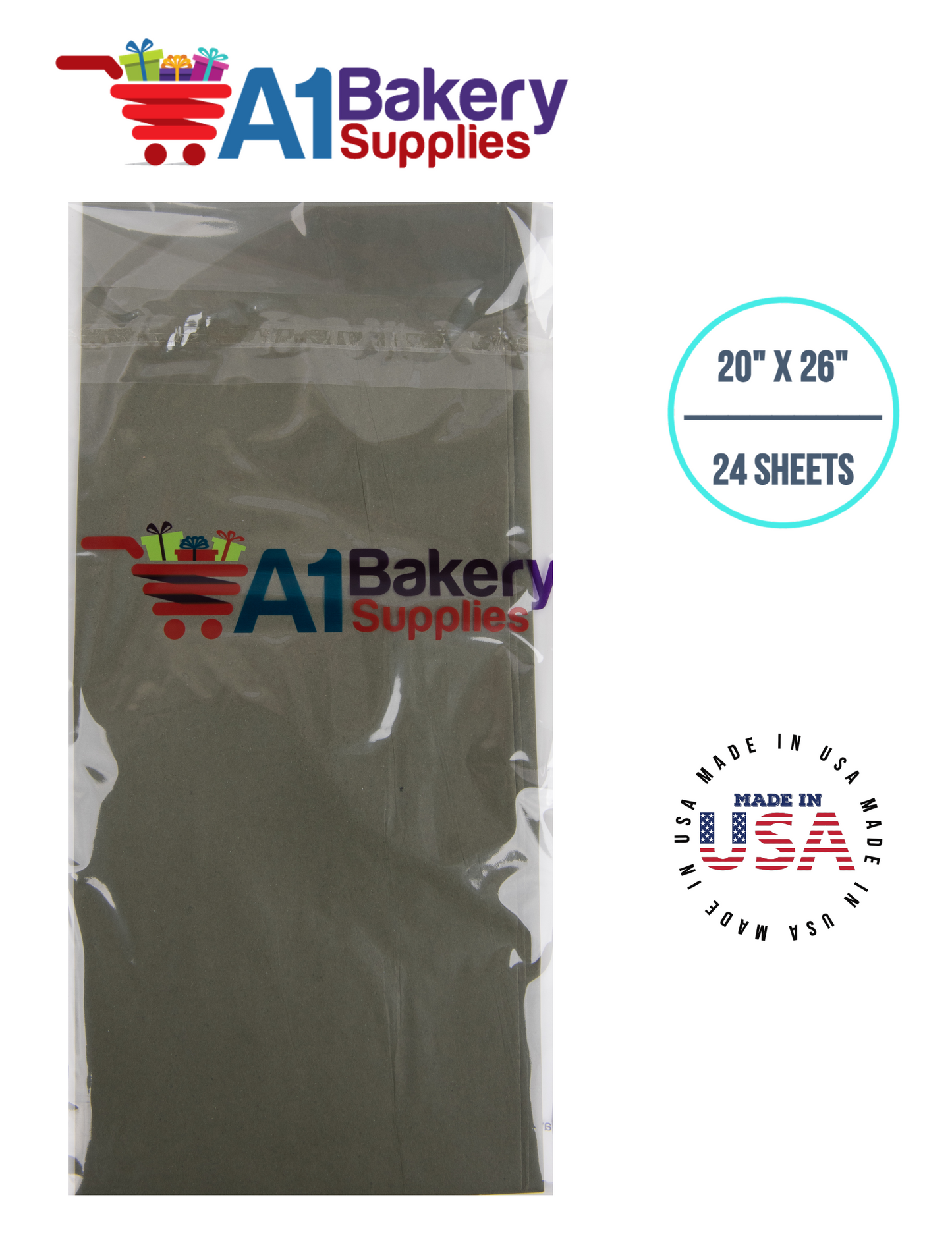 Solid Craft Tissue Paper Squares, Bulk 24 Sheets, Premium Gift Wrap and Art Supplies for Birthdays, Holidays, or Presents by A1BakerySupplies, Small 20 Inch x 26 Inch