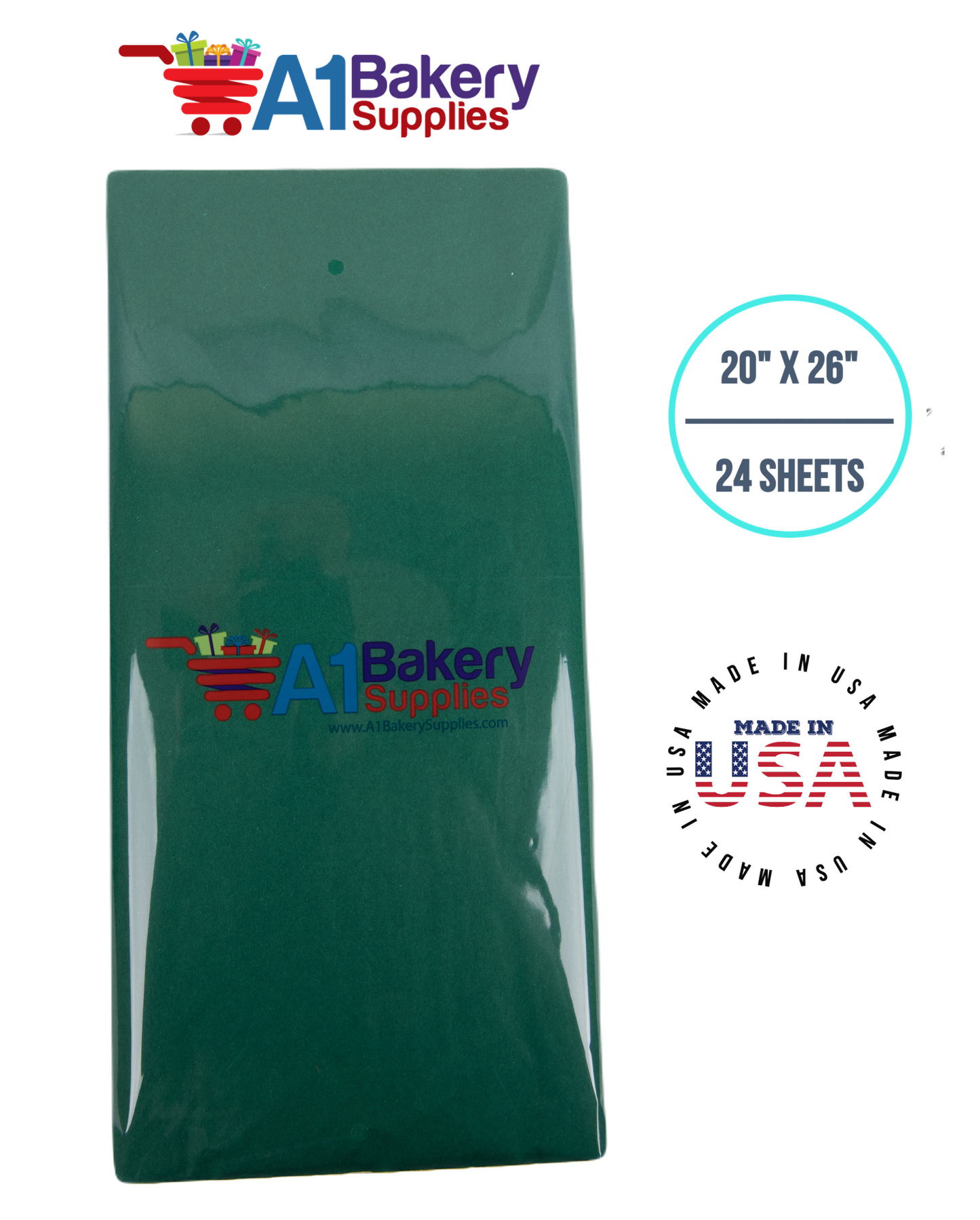 Emerald Green Tissue Paper 20 Inch x 26 Inch - 24 Sheets