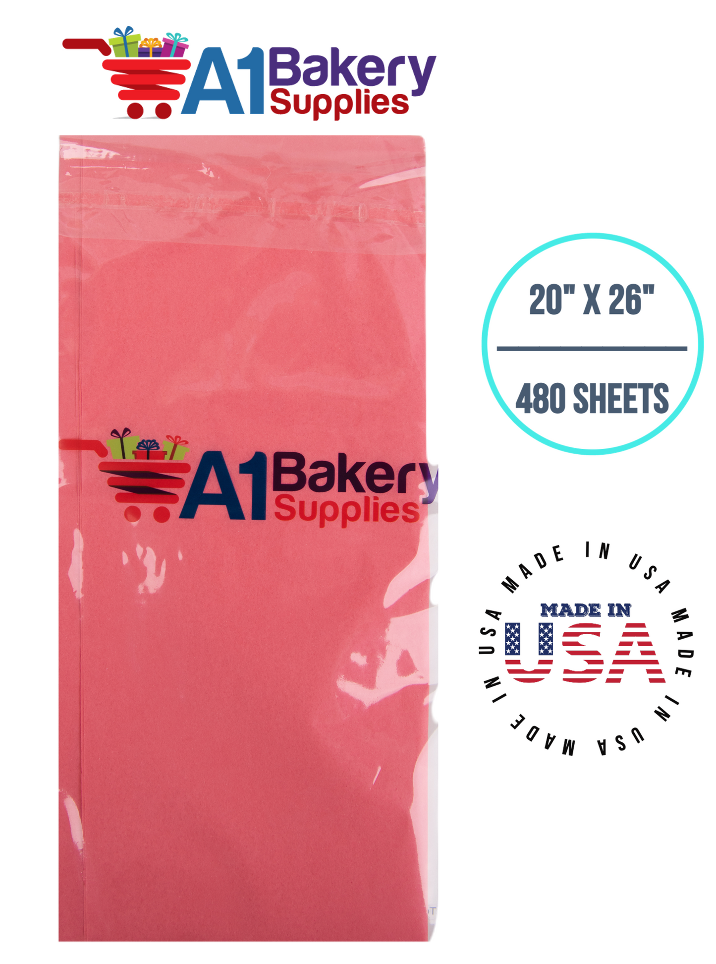 Coral Rose Color Gift Wrap Tissue Paper 20 Inch x 26 Inch  - 480 Sheets Pack