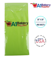 Bright Lime Tissue Paper Squares, Bulk 480 Sheets, Premium Gift Wrap and Art Supplies for Birthdays, Holidays, or Presents by A1BakerySupplies, Large 20 Inch x 26 Inch