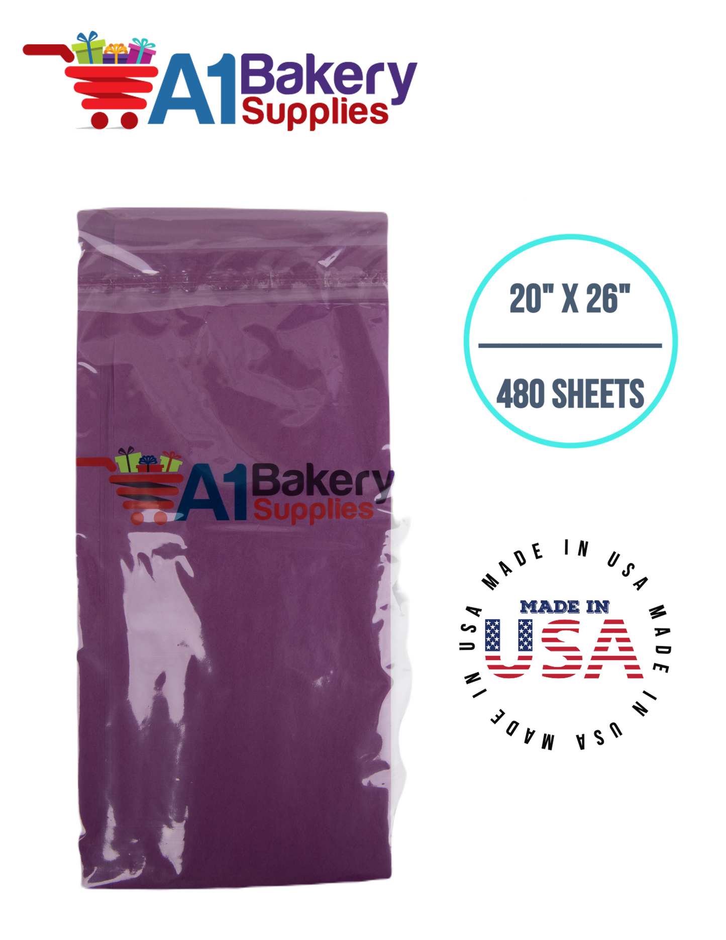 Plum Tissue Paper Squares, Bulk 480 Sheets, Premium Gift Wrap and Art Supplies for Birthdays, Holidays, or Presents by A1BakerySupplies, Large 20 Inch x 26 Inch