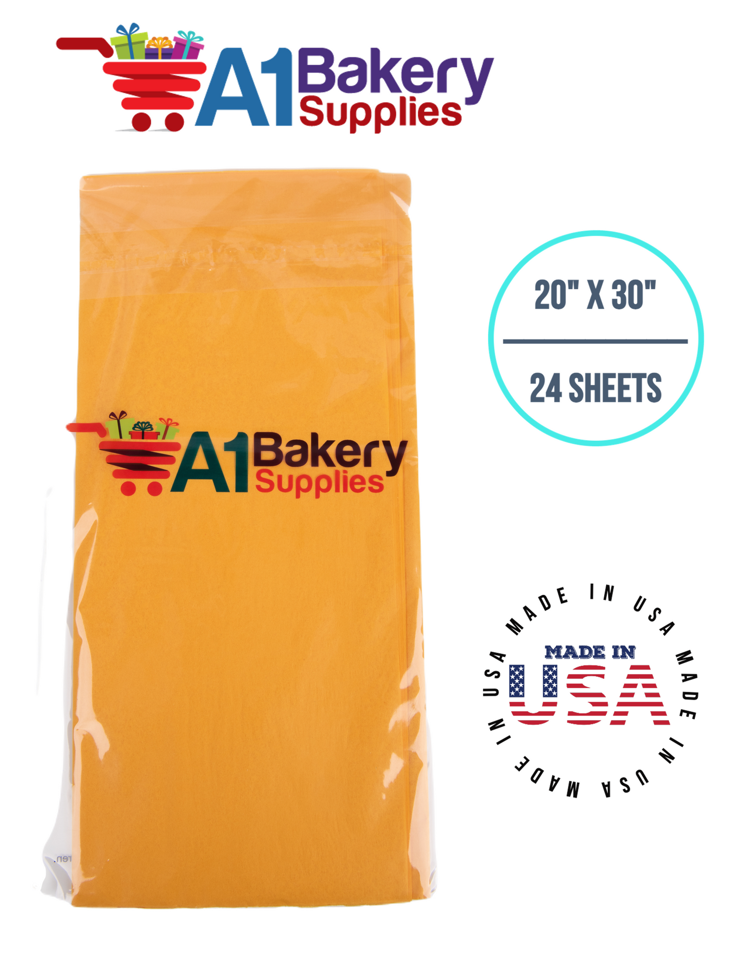 Goldenrod Tissue Paper Squares, Bulk 24 Sheets, Premium Gift Wrap and Art Supplies for Birthdays, Holidays, or Presents by A1BakerySupplies, Small 20 Inch x 30 Inch