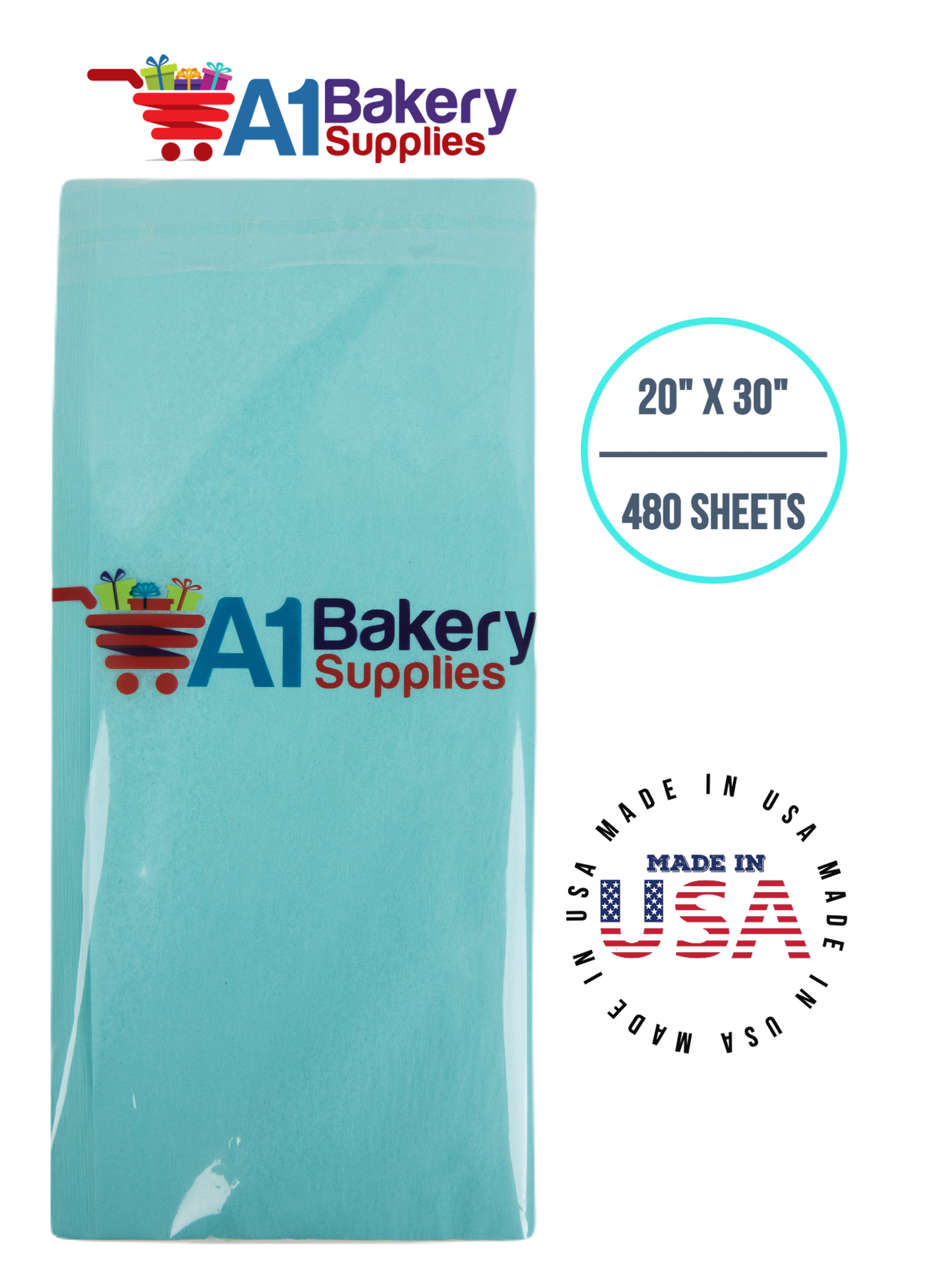 AQUA BLUE Color Gift wrap Tissue Paper 20 Inch x 30 Inch - 48 Sheets