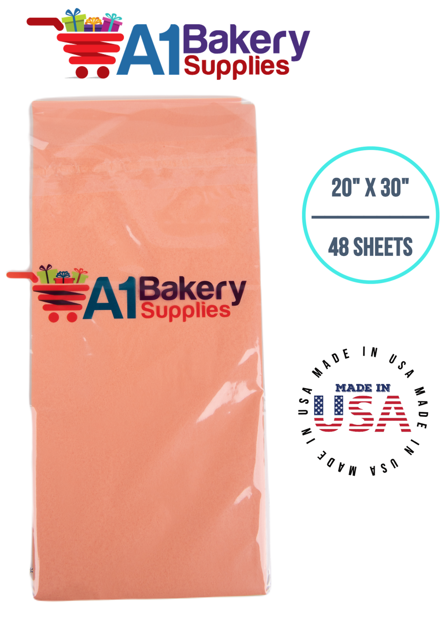 Terra Cotta Tissue Paper Squares Bulk  48 Sheets Premium Gift Wrap and Art Supplies for Birthdays Holidays or Presents by A1 Bakery Supplies Medium 20 Inch x 30 Inch