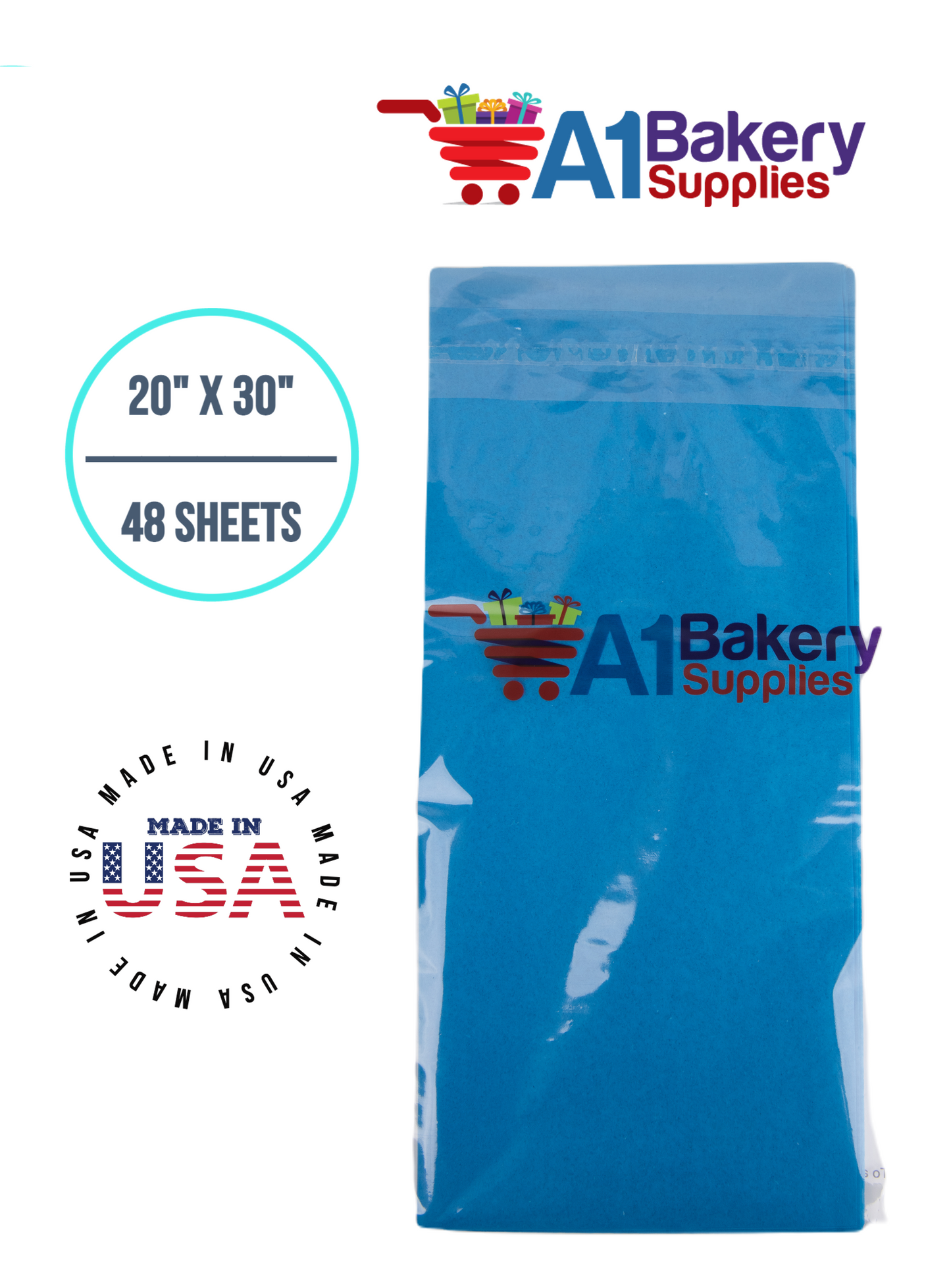 Brilliant Blue Color Tissue Paper 20 Inch x 30 Inch - 48 Sheets