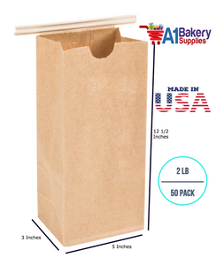2LB Size Brown No Window Tin Tie Bags 50 PCS  Kraft  Bakery Bags with No Window Resealable Tin Tie Tab Lock Poly-Lined Bags Kraft Paper Bags for Cookies, Coffee