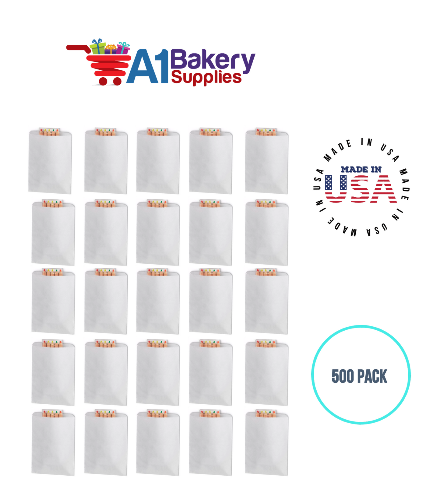 White Flat Merchandise Bags, Medium, 500 Pack - 14-3/4"x18"