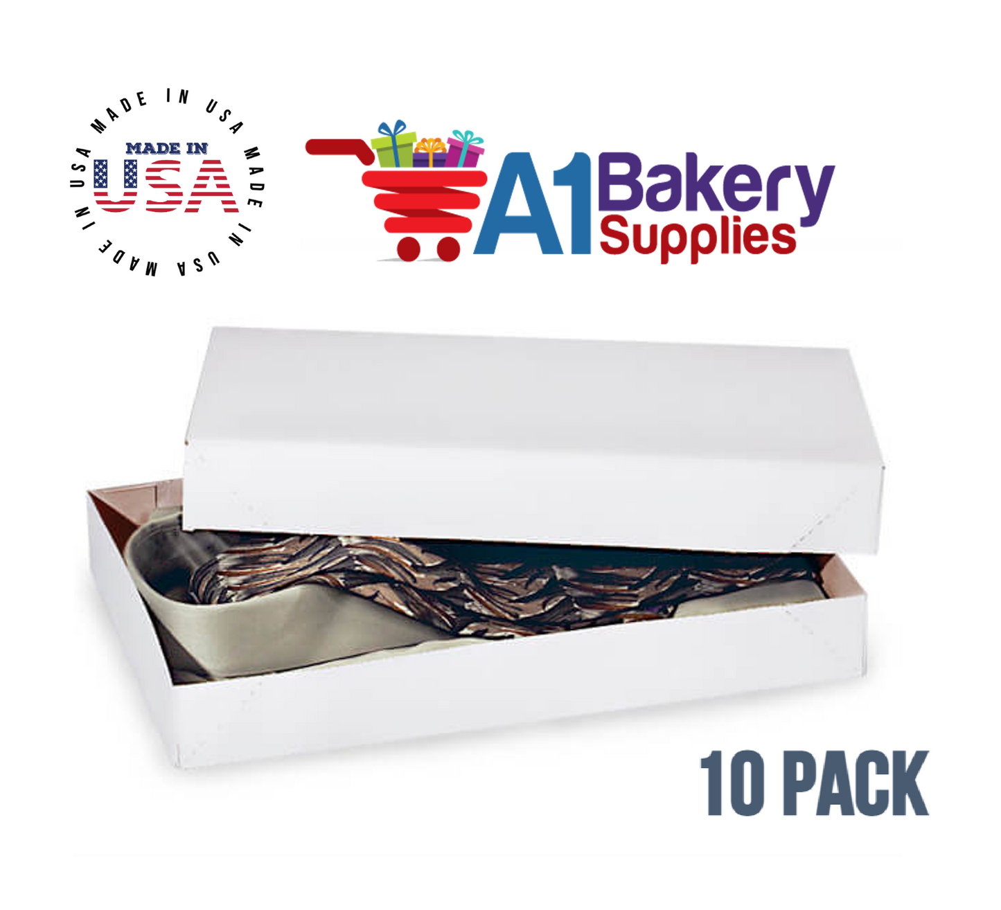 White Apparel Box for Men Shirts Gift Wrap Packaging Boxes, 15 x 9 1/2 x 2" - 10 Pack, Small