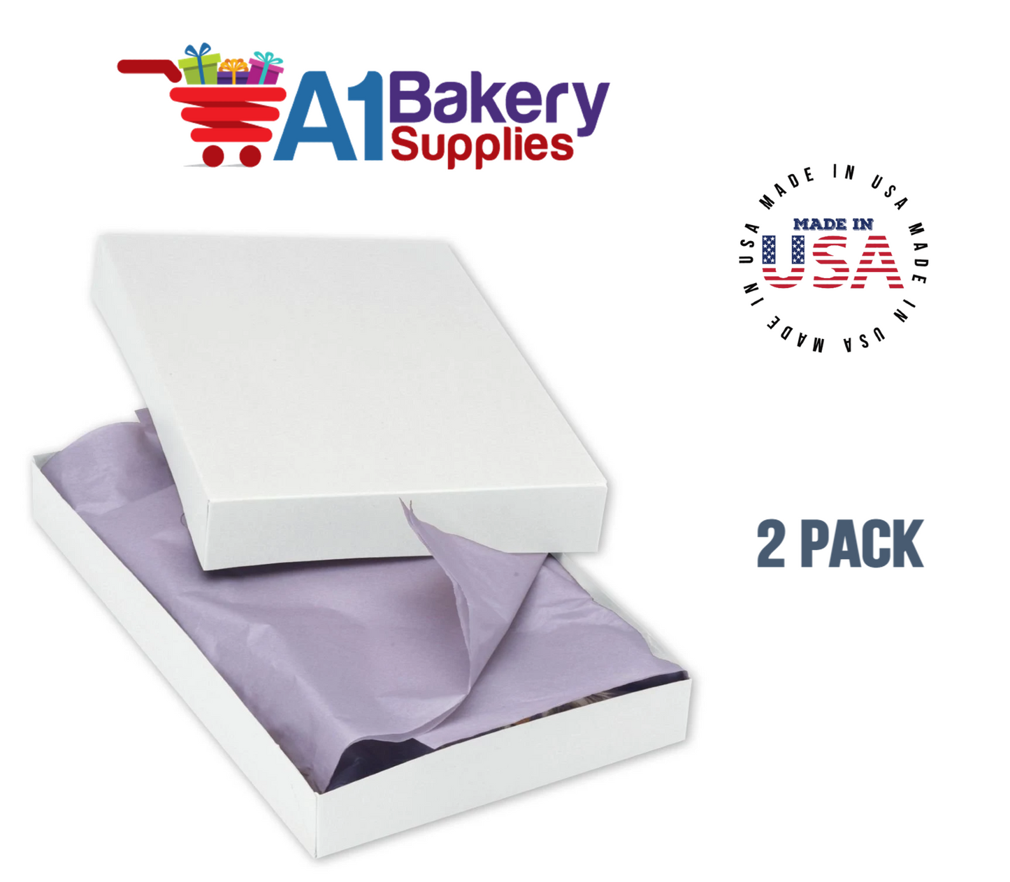 White Apparel Box for Men Shirts Gift Wrap Packaging Boxes, 15 x 9 1/2 x 2" - 2 Pack, Small