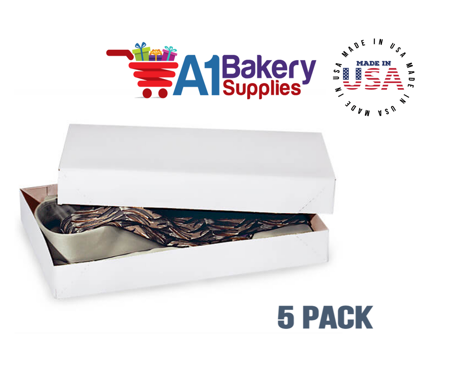 White Apparel Box for Men Shirts Gift Wrap Packaging Boxes, 15 x 9 1/2 x 2" - 5 Pack, Small