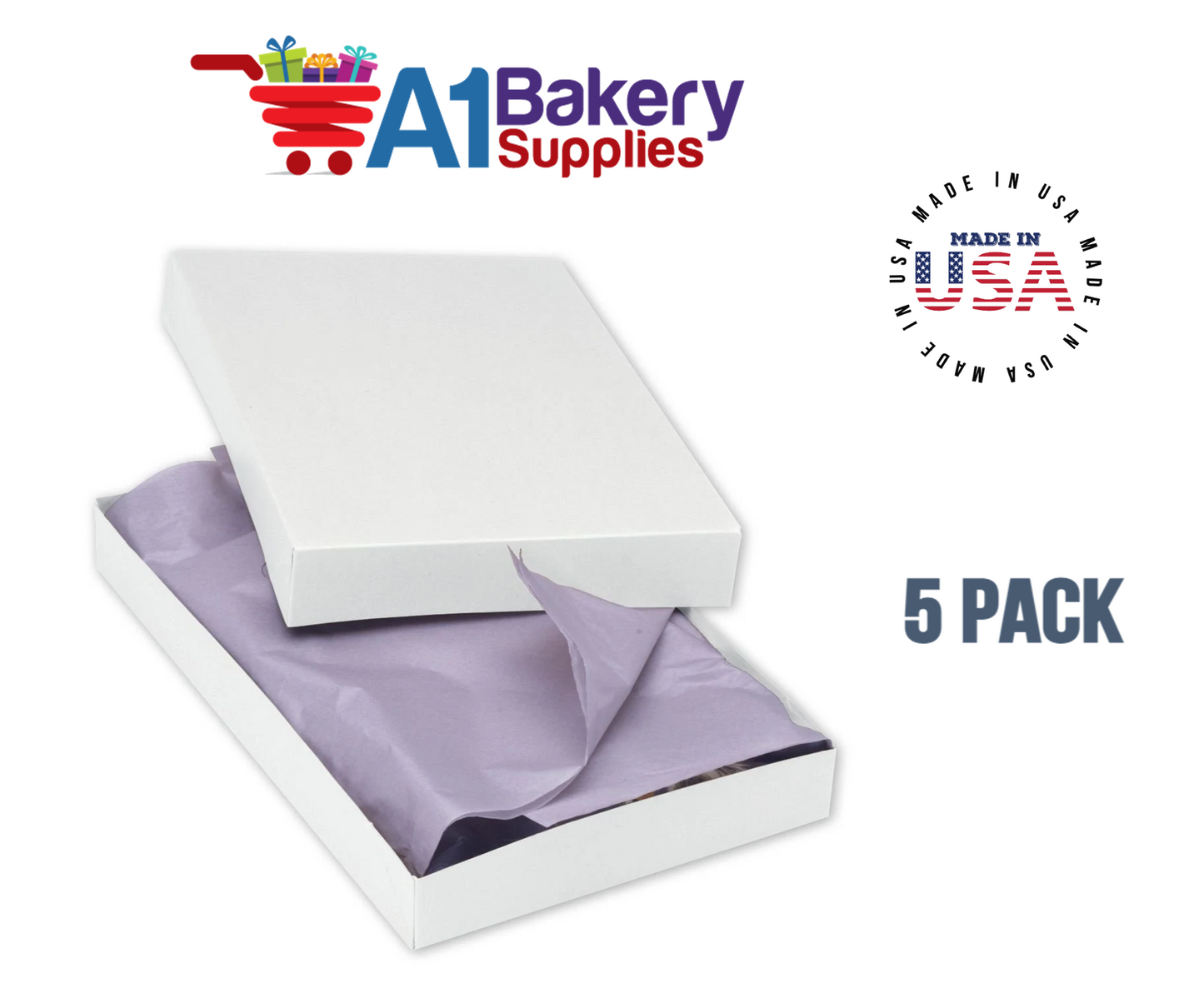 White Apparel Box for Men Shirts Gift Wrap Packaging Boxes, 15 x 9 1/2 x 2" - 5 Pack, Small